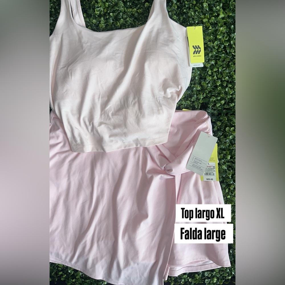 Light Pink Cropped Tank Top and skort